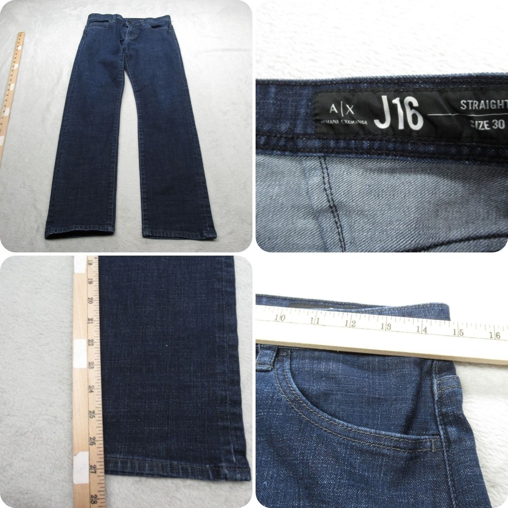 Armani Exchange Jeans Mens 30x27‎ Dark Wash Denim Zip Fly 5-Pocket J16 Straight